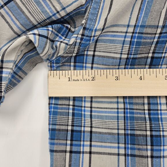 The North Face Shirt Mens Small Snap Button Plaid Blue White Short Sleeve S - Picture 6 of 9